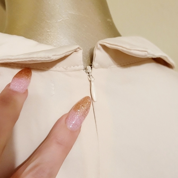 🧚‍♂️HOST PICK NWT Tailored Belted Deep V Neck Wideleg Jumpsuit in Cream Sz 10 - Picture 10 of 15